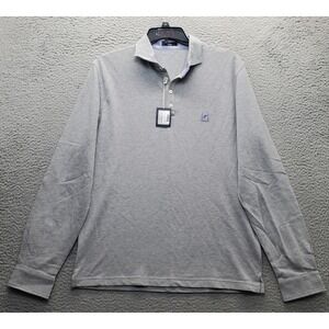 Fay Polo Shirt Men XXL Gray Flip Cuff Italy Regular Fit Long Sleeve Slit Popover